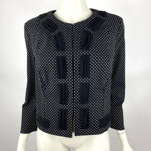 Cabi 5156 Polka Dot Jacket Lined 3/4 Sleeve Crew Neck Blazer Black‎ Women 10 NWT